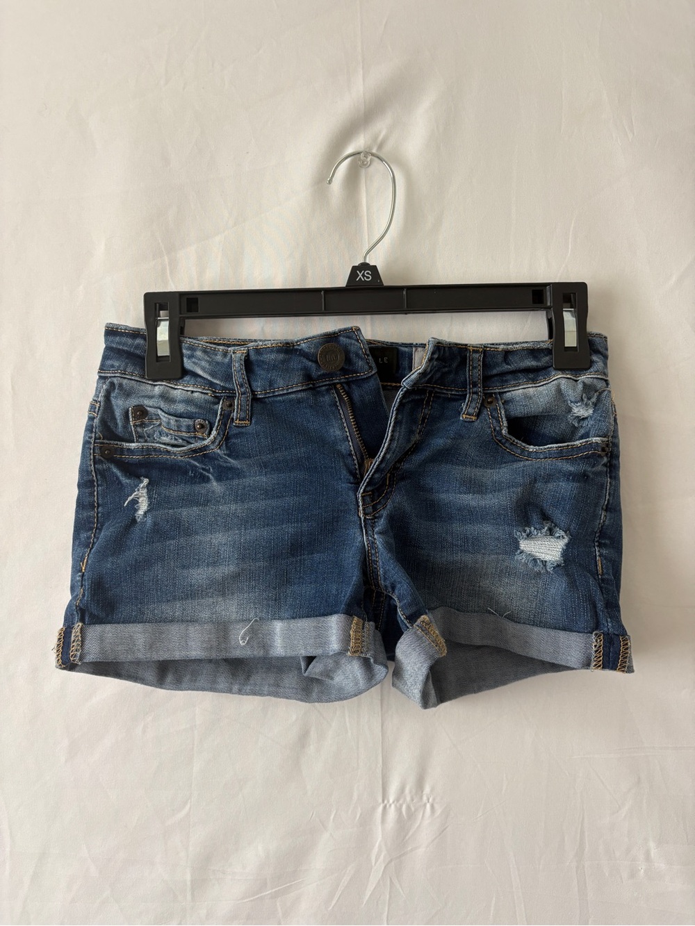 Aeropostale Dark Wash Distressed Low Rise Denim Shorts